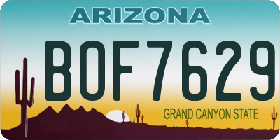 AZ license plate BOF7629