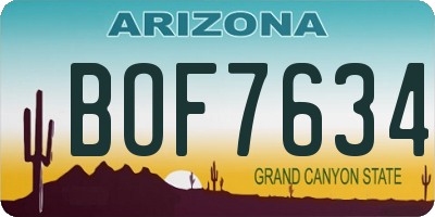 AZ license plate BOF7634
