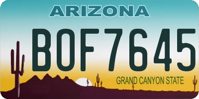AZ license plate BOF7645