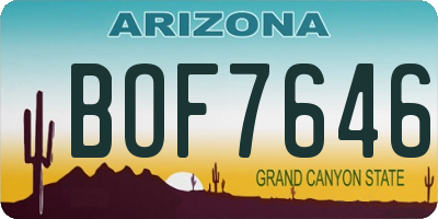 AZ license plate BOF7646