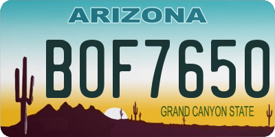 AZ license plate BOF7650