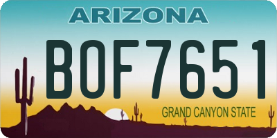 AZ license plate BOF7651