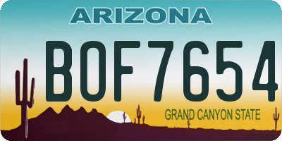 AZ license plate BOF7654