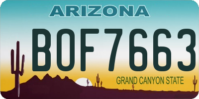 AZ license plate BOF7663