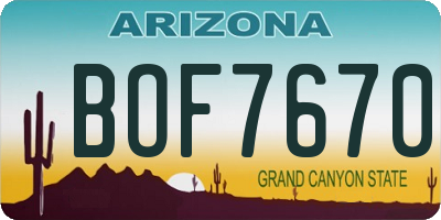 AZ license plate BOF7670