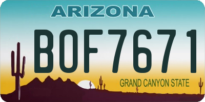 AZ license plate BOF7671