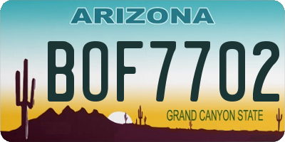 AZ license plate BOF7702
