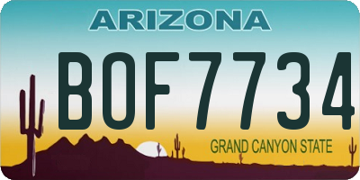 AZ license plate BOF7734