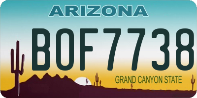 AZ license plate BOF7738
