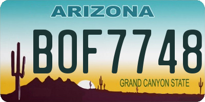 AZ license plate BOF7748