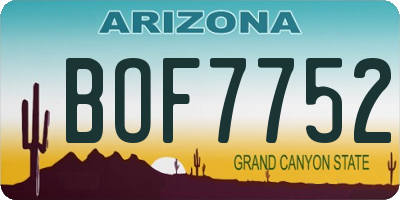 AZ license plate BOF7752