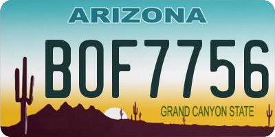 AZ license plate BOF7756