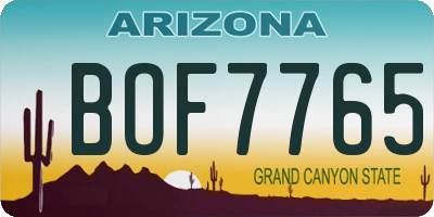 AZ license plate BOF7765