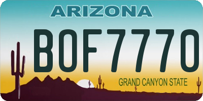 AZ license plate BOF7770