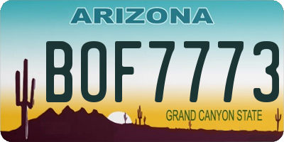AZ license plate BOF7773