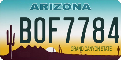 AZ license plate BOF7784