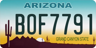 AZ license plate BOF7791