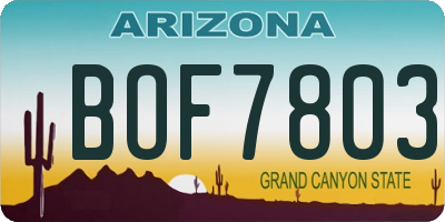 AZ license plate BOF7803