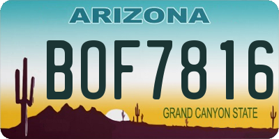 AZ license plate BOF7816
