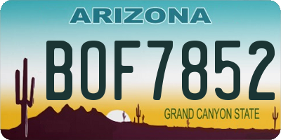 AZ license plate BOF7852
