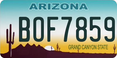 AZ license plate BOF7859