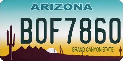 AZ license plate BOF7860