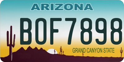 AZ license plate BOF7898