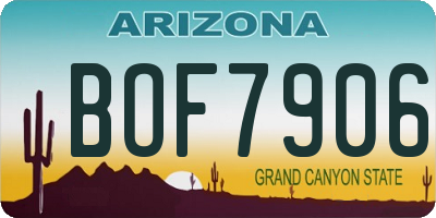 AZ license plate BOF7906