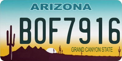 AZ license plate BOF7916