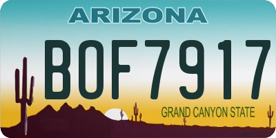 AZ license plate BOF7917