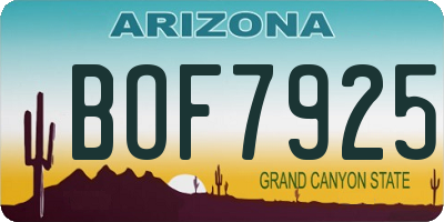 AZ license plate BOF7925