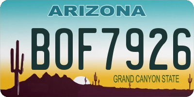 AZ license plate BOF7926