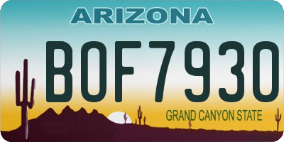 AZ license plate BOF7930