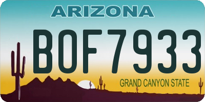 AZ license plate BOF7933
