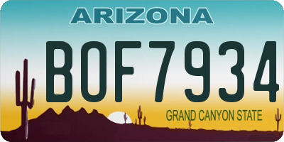 AZ license plate BOF7934