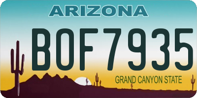 AZ license plate BOF7935