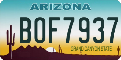 AZ license plate BOF7937