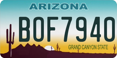 AZ license plate BOF7940