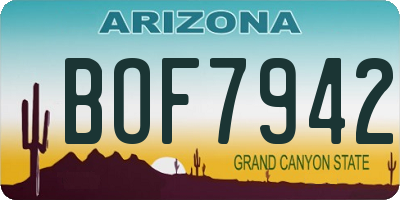 AZ license plate BOF7942