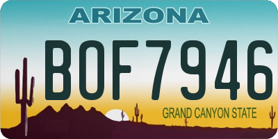 AZ license plate BOF7946