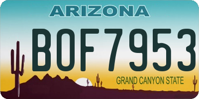 AZ license plate BOF7953