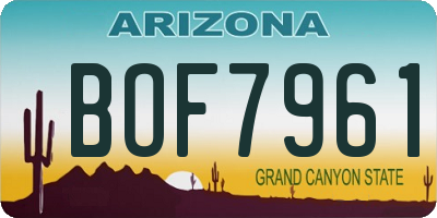 AZ license plate BOF7961
