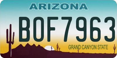AZ license plate BOF7963