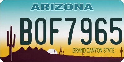 AZ license plate BOF7965