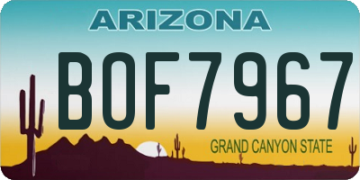 AZ license plate BOF7967