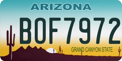 AZ license plate BOF7972
