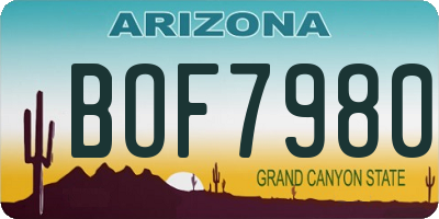 AZ license plate BOF7980