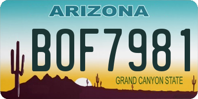 AZ license plate BOF7981