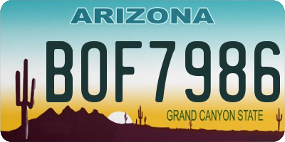 AZ license plate BOF7986
