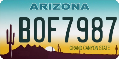 AZ license plate BOF7987